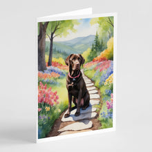 Load image into Gallery viewer, Labrador Retriever Spring Path Greeting Cards - Blank Note Cards – 8-Pack of Artist-Designed Cards with Envelopes
