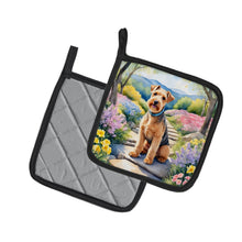Load image into Gallery viewer, Lakeland Terrier Spring Path Pot Holders - Set of 2 Decorative Kitchen Helpers | Made in the USA