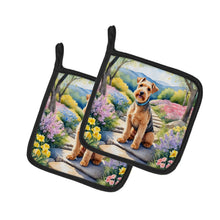 Load image into Gallery viewer, Lakeland Terrier Spring Path Pot Holders - Set of 2 Decorative Kitchen Helpers | Made in the USA