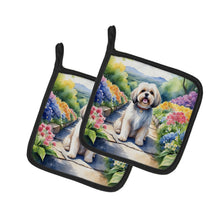 Load image into Gallery viewer, Lhasa Apso Spring Path Pot Holders - Set of 2 Decorative Kitchen Helpers | Made in the USA