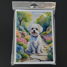 Load image into Gallery viewer, Maltese Spring Path Greeting Cards - Blank Note Cards – 8-Pack of Artist-Designed Cards with Envelopes