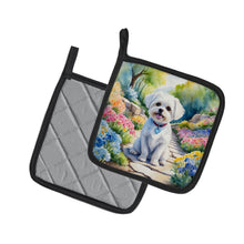 Load image into Gallery viewer, Maltese Spring Path Pot Holders - Set of 2 Decorative Kitchen Helpers | Made in the USA