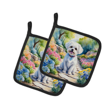 Load image into Gallery viewer, Maltese Spring Path Pot Holders - Set of 2 Decorative Kitchen Helpers | Made in the USA