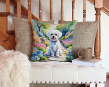 Load image into Gallery viewer, Maltese Spring Path Throw Pillow - 14x14 Decorative Pillow – Art for Your Home &amp; Patio