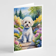 Load image into Gallery viewer, Maltipoo Spring Path Greeting Cards - Blank Note Cards – 8-Pack of Artist-Designed Cards with Envelopes