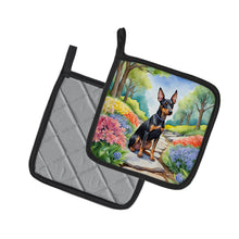 Load image into Gallery viewer, Manchester Terrier Spring Path Pot Holders - Set of 2 Decorative Kitchen Helpers | Made in the USA