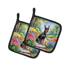 Load image into Gallery viewer, Manchester Terrier Spring Path Pot Holders - Set of 2 Decorative Kitchen Helpers | Made in the USA