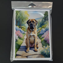 Load image into Gallery viewer, Mastiff Spring Path Greeting Cards - Blank Note Cards – 8-Pack of Artist-Designed Cards with Envelopes