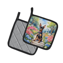 Load image into Gallery viewer, Miniature Pinscher Spring Path Pot Holders - Set of 2 Decorative Kitchen Helpers | Made in the USA