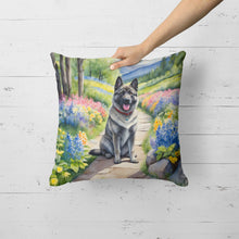 Load image into Gallery viewer, Norwegian Elkhound Spring Path Throw Pillow