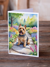Load image into Gallery viewer, Norwich Terrier Spring Path Greeting Cards - Blank Note Cards – 8-Pack of Artist-Designed Cards with Envelopes