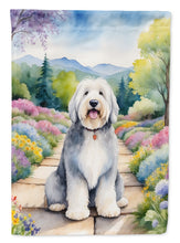 Load image into Gallery viewer, Old English Sheepdog Spring Path House Flag