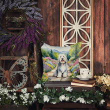 Load image into Gallery viewer, Old English Sheepdog Spring Path Throw Pillow - 14x14 Decorative Pillow – Art for Your Home &amp; Patio