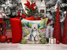 Load image into Gallery viewer, Old English Sheepdog Spring Path Throw Pillow - 14x14 Decorative Pillow – Art for Your Home &amp; Patio