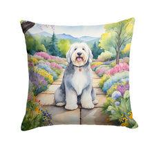 Load image into Gallery viewer, Old English Sheepdog Spring Path Throw Pillow