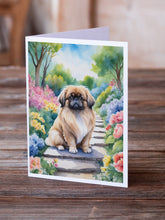 Load image into Gallery viewer, Pekingese Spring Path Greeting Cards - Blank Note Cards – 8-Pack of Artist-Designed Cards with Envelopes