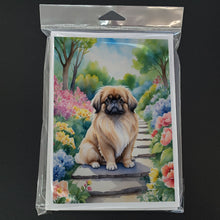 Load image into Gallery viewer, Pekingese Spring Path Greeting Cards - Blank Note Cards – 8-Pack of Artist-Designed Cards with Envelopes