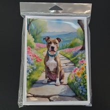 Load image into Gallery viewer, Pit Bull Terrier Spring Path Greeting Cards - Blank Note Cards – 8-Pack of Artist-Designed Cards with Envelopes