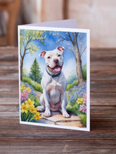 Load image into Gallery viewer, Pit Bull Terrier Spring Path Greeting Cards - Blank Note Cards – 8-Pack of Artist-Designed Cards with Envelopes