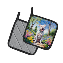 Load image into Gallery viewer, Pit Bull Terrier Spring Path Pot Holders - Set of 2 Decorative Kitchen Helpers | Made in the USA