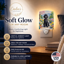 Load image into Gallery viewer, Black Poodle Spring Path Ceramic Night Light Compact, UL-Certified, Ideal for Bedroom, Bathroom, Nursery, Hallway, Kitchen, 6x4x3, Multicolor