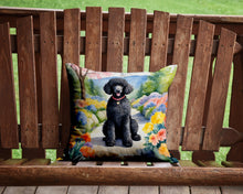 Load image into Gallery viewer, Black Poodle Spring Path Throw Pillow - 14x14 Decorative Pillow – Art for Your Home &amp; Patio