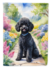 Load image into Gallery viewer, Black Poodle Spring Path House Flag
