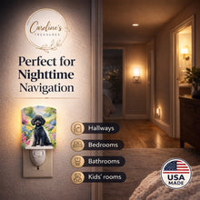 Load image into Gallery viewer, Black Poodle Spring Path Ceramic Night Light Compact, UL-Certified, Ideal for Bedroom, Bathroom, Nursery, Hallway, Kitchen, 6x4x3, Multicolor