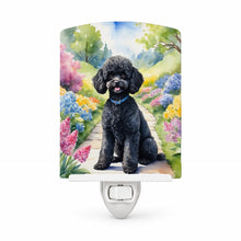 Load image into Gallery viewer, Black Poodle Spring Path Ceramic Night Light Compact, UL-Certified, Ideal for Bedroom, Bathroom, Nursery, Hallway, Kitchen, 6x4x3, Multicolor