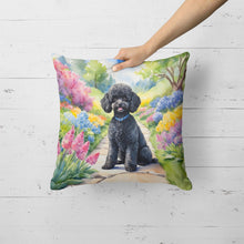 Load image into Gallery viewer, Black Poodle Spring Path Throw Pillow