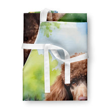 Load image into Gallery viewer, Chocolate Poodle Spring Path Apron – Artist-Designed Kitchen, BBQ &amp; Craft Apron