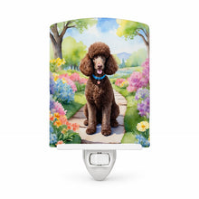 Load image into Gallery viewer, Chocolate Poodle Spring Path Ceramic Night Light Compact, UL-Certified, Ideal for Bedroom, Bathroom, Nursery, Hallway, Kitchen, 6x4x3, Multicolor