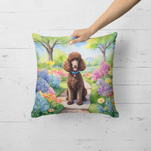 Load image into Gallery viewer, Chocolate Poodle Spring Path Throw Pillow