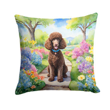 Load image into Gallery viewer, Chocolate Poodle Spring Path Throw Pillow