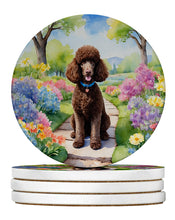 Load image into Gallery viewer, Chocolate Poodle Spring Path Large Sandstone Coasters Pack of 4