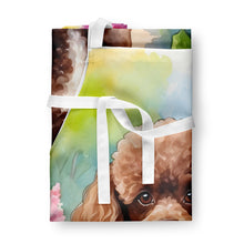 Load image into Gallery viewer, Chocolate Poodle Spring Path Apron – Artist-Designed Kitchen, BBQ &amp; Craft Apron