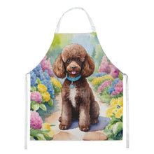 Load image into Gallery viewer, Chocolate Poodle Spring Path Apron – Artist-Designed Kitchen, BBQ &amp; Craft Apron