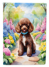 Load image into Gallery viewer, Chocolate Poodle Spring Path House Flag