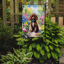 Load image into Gallery viewer, Chocolate Poodle Spring Path Garden Flag  – Dog-Themed Floral Outdoor Decor