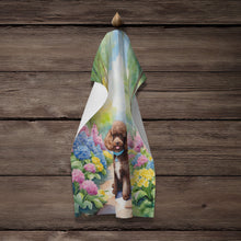 Load image into Gallery viewer, Chocolate Poodle Spring Path Kitchen Towel