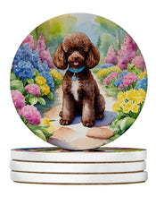 Load image into Gallery viewer, Chocolate Poodle Spring Path Large Sandstone Coasters Pack of 4