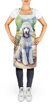Load image into Gallery viewer, White Poodle Spring Path Apron – Artist-Designed Kitchen, BBQ &amp; Craft Apron