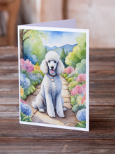 Load image into Gallery viewer, White Poodle Spring Path Greeting Cards - Blank Note Cards – 8-Pack of Artist-Designed Cards with Envelopes