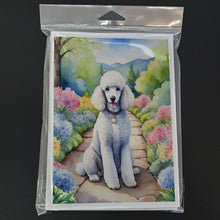 Load image into Gallery viewer, White Poodle Spring Path Greeting Cards - Blank Note Cards – 8-Pack of Artist-Designed Cards with Envelopes