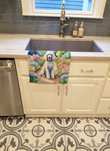 Load image into Gallery viewer, White Poodle Spring Path Kitchen Towel