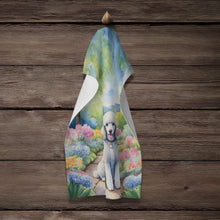 Load image into Gallery viewer, White Poodle Spring Path Kitchen Towel