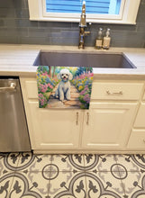 Load image into Gallery viewer, White Poodle Spring Path Kitchen Towel