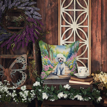 Load image into Gallery viewer, White Poodle Spring Path Throw Pillow