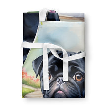Load image into Gallery viewer, Black Pug Spring Path Apron – Artist-Designed Kitchen, BBQ &amp; Craft Apron