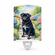 Load image into Gallery viewer, Black Pug Spring Path Ceramic Night Light Compact, UL-Certified, Ideal for Bedroom, Bathroom, Nursery, Hallway, Kitchen, 6x4x3, Multicolor